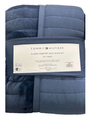 Tommy Hilfiger Classic Comfort Blue Queen Quilt Sham Set 90”x90”